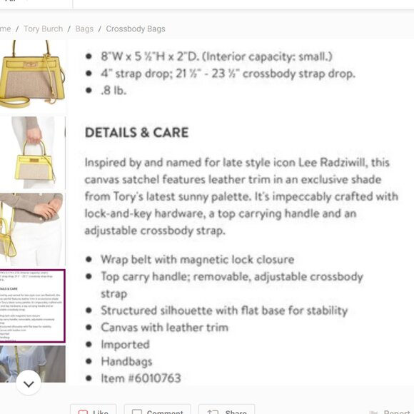 Tory Burch Lee Radziwill Petite Top Handle Canvas/Leather Tote - Picture 15 of 17